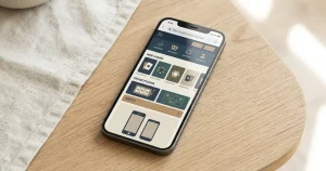 Illustration af en smartphone med en generisk mobiltilpasset spilside i browser
