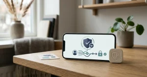 Illustration af et generisk dansk konto- og identitetsflow på mobil
