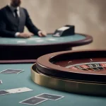 Illustration af live casino med roulette og blackjack