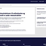Skærmbillede af Spillemyndighedens meddelelse om Jackpotbet A/S